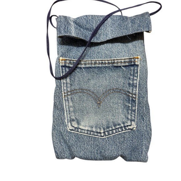 Upcycled Levi’s mini back pocket tote great vintage condition flannel lined - Picture 1 of 14